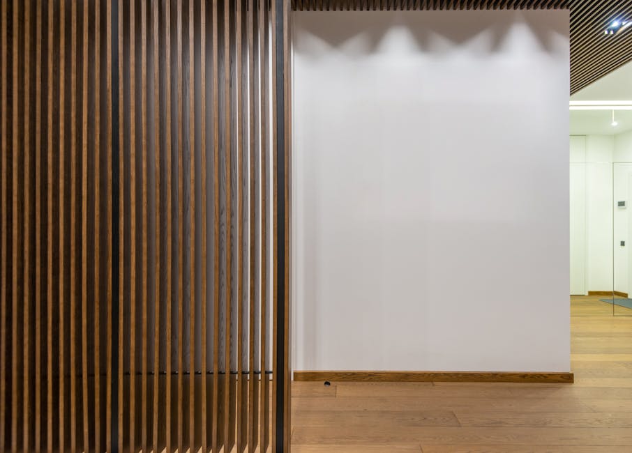 Interior of apartment with wooden decorations