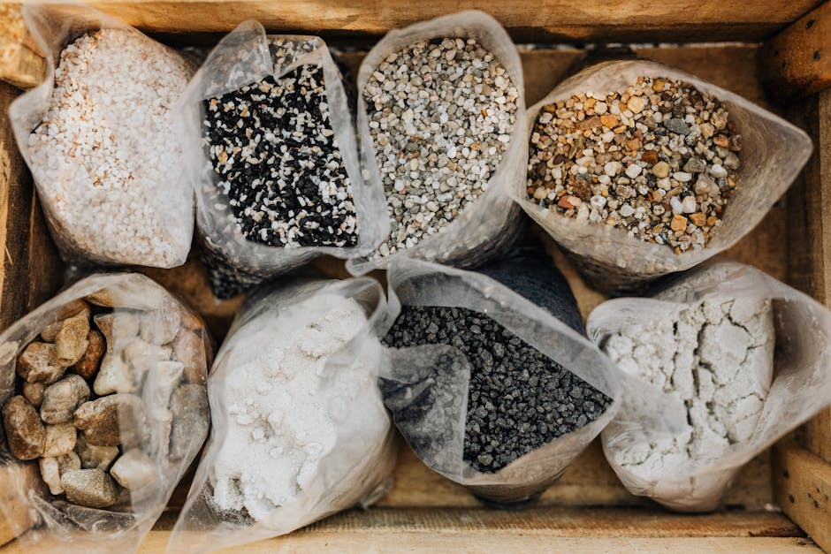 Assorted Stones on Wooden Crate