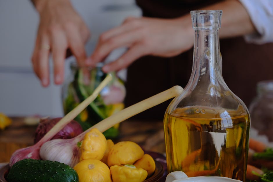 Clear Glass Bottle With Olive Oil