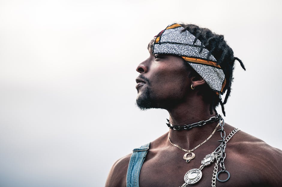 Man Wearing A Bandana On His Head