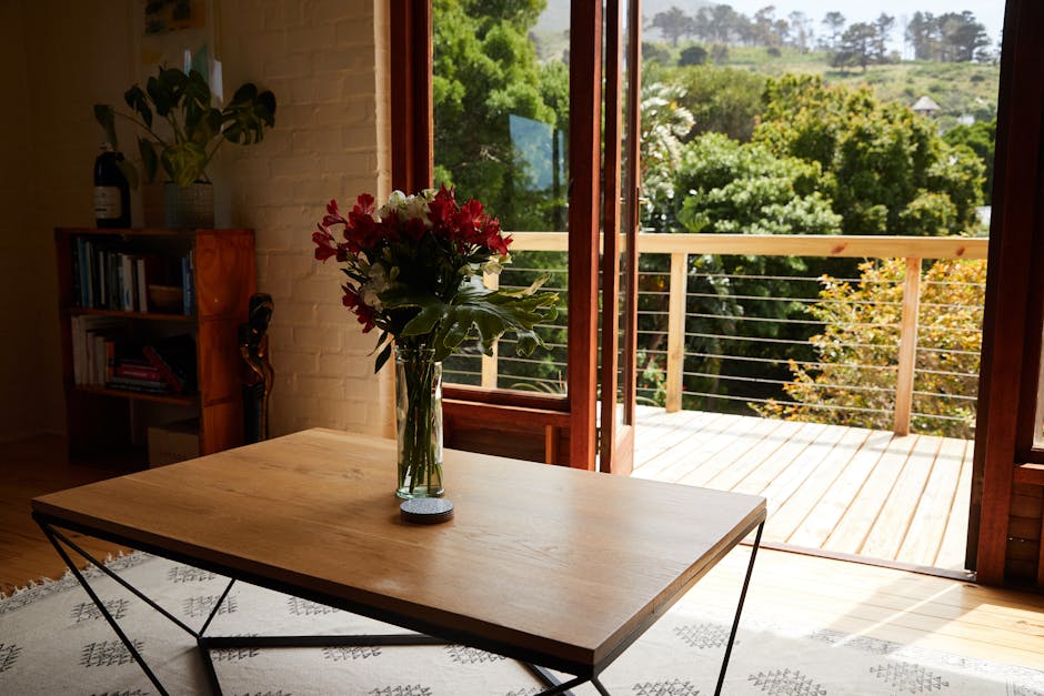 Bouquet of fresh flowers on wooden table