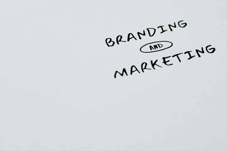 Branding and Marketing Text on a White Surface