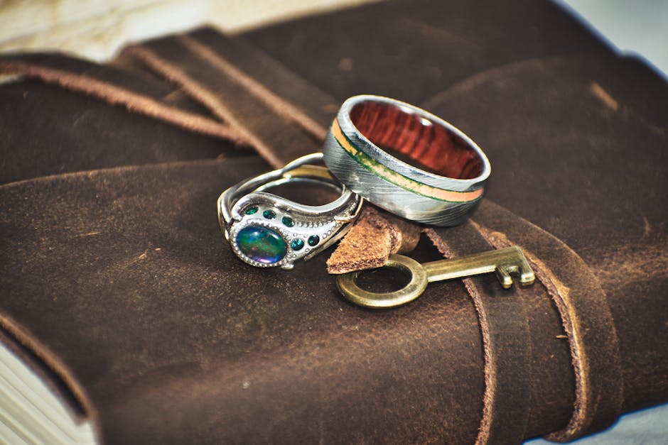 Silver-colored Ring on Black Textile