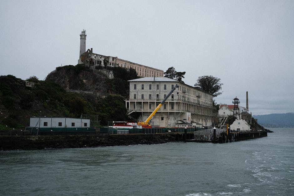 Crane near Alcatraz Fortress
