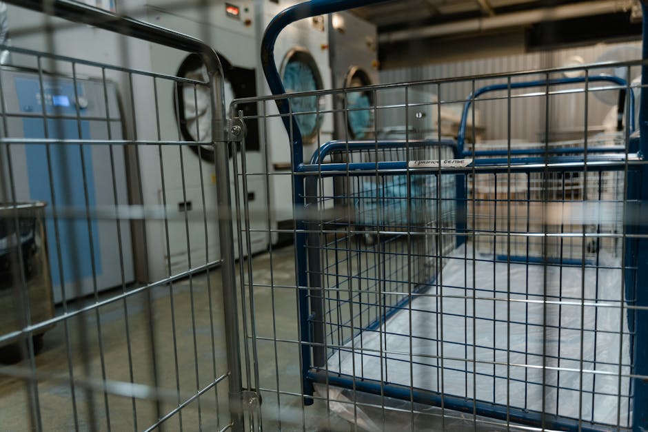 Baskets and Washing Machines in a Laundry Facility