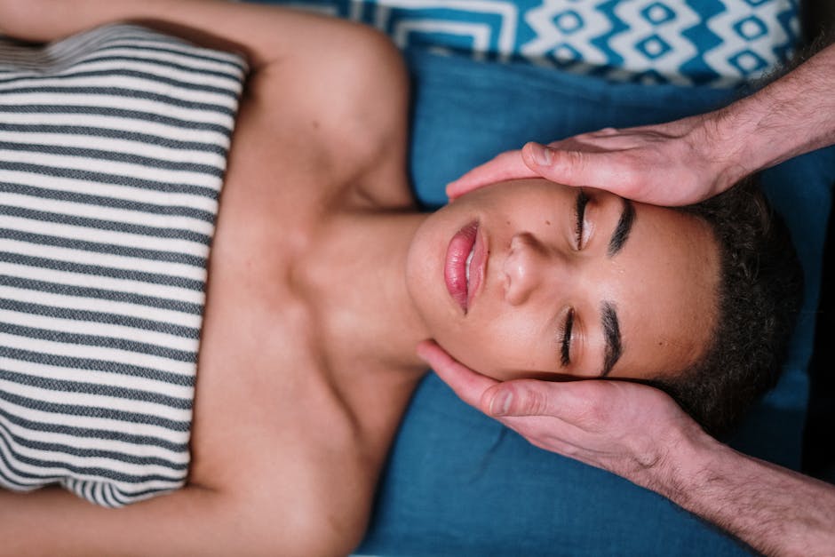 Woman Lying on Blue Textile