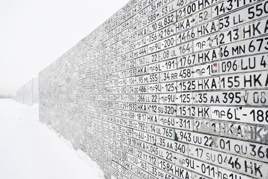 A wall covered in numbers and letters in the snow