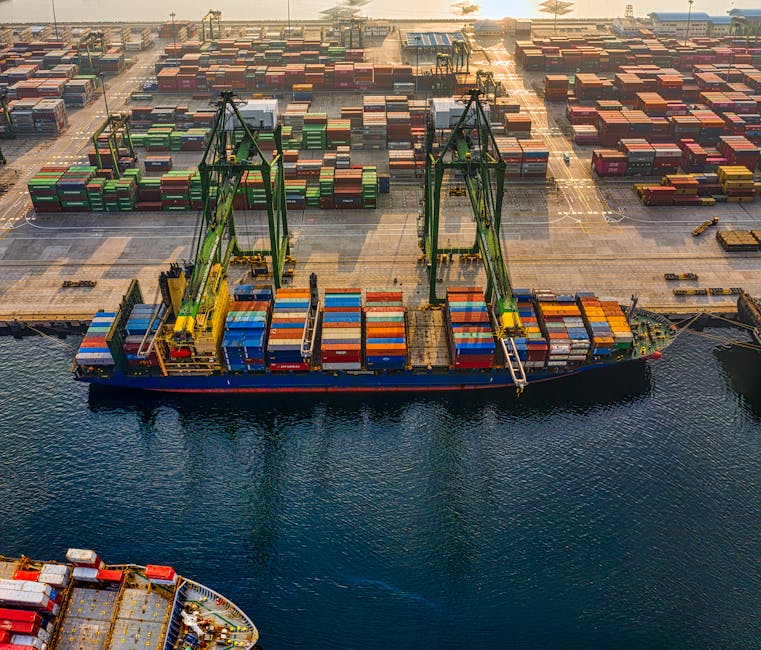 Drone Shot of a Cargo Ship on Port