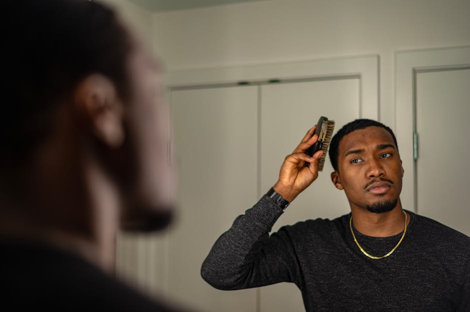 Stylish Man combing his Hair