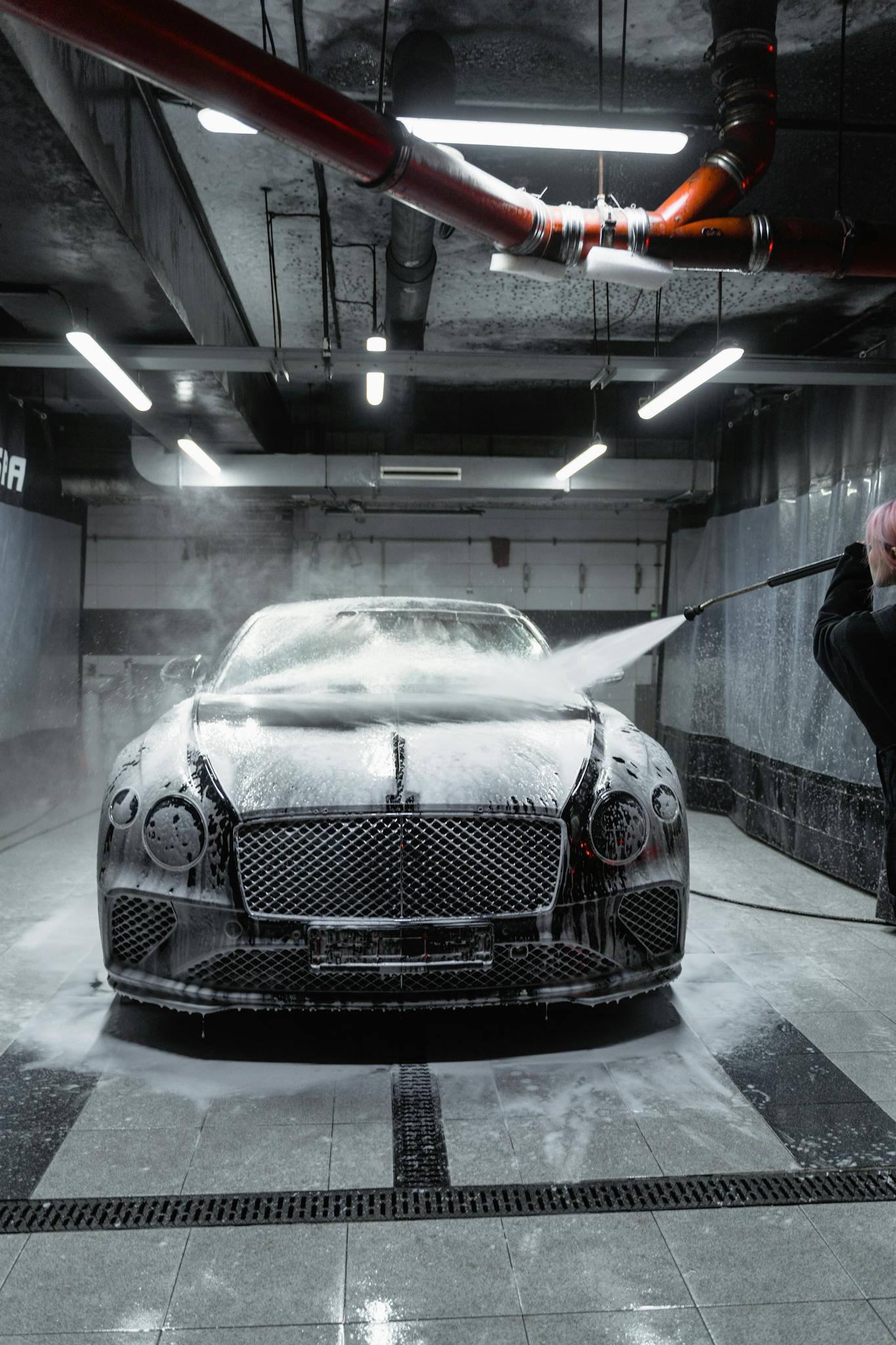 A Bentley Continental GT at a Car Wash