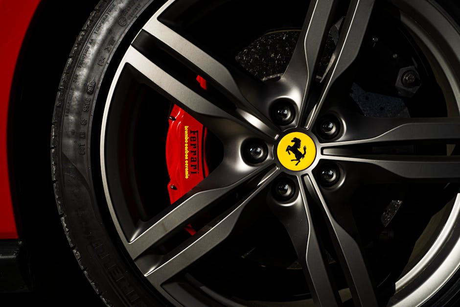 Close-Up Photo of Ferrari Rim