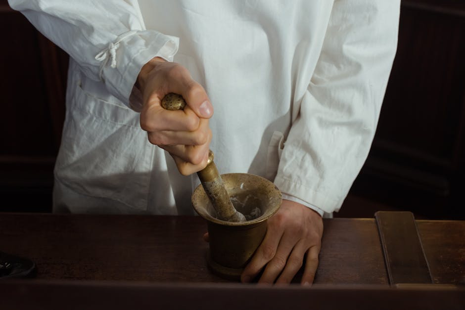 Pharmacist Using Mortar and Pestle