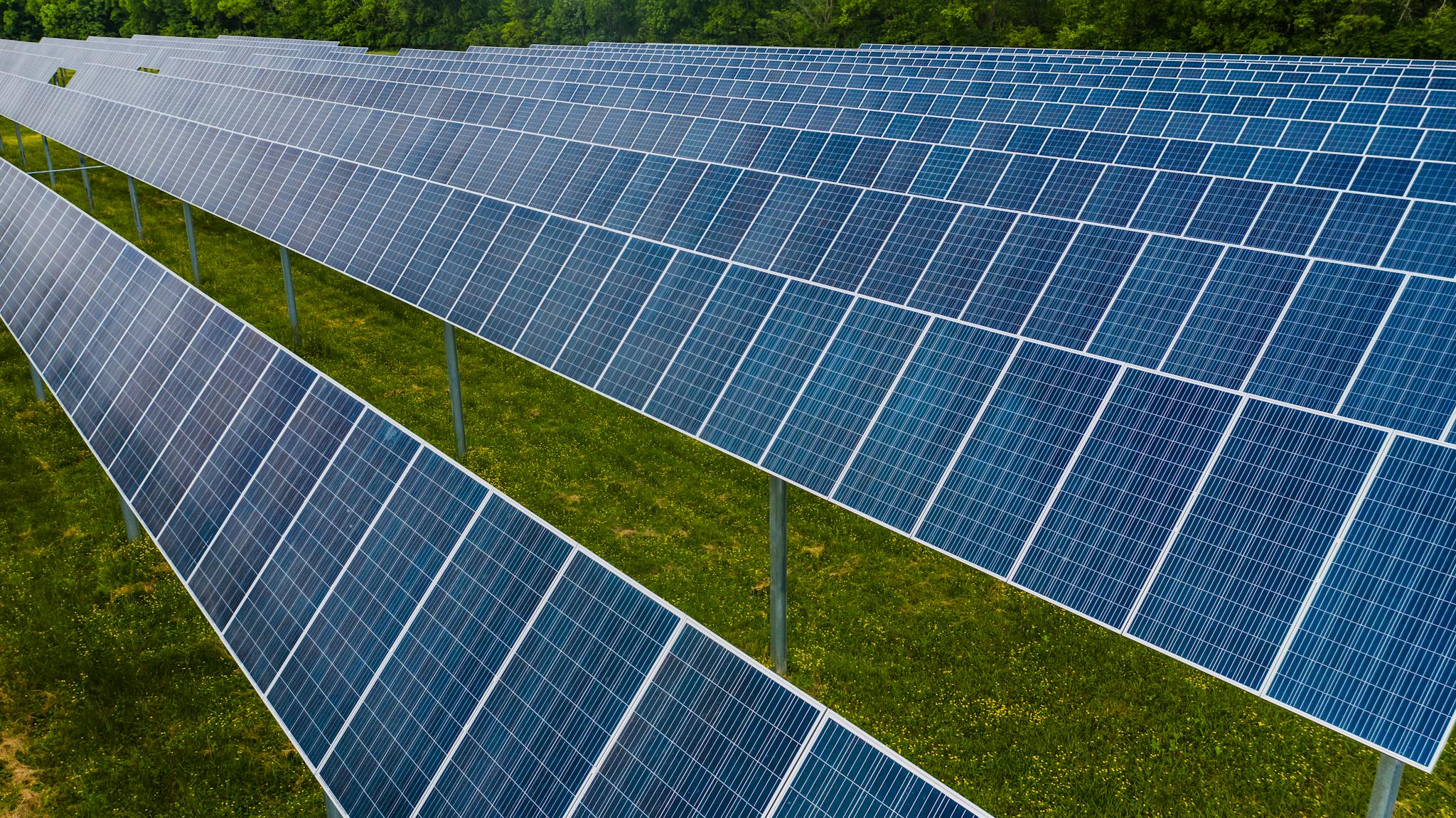 Modern solar power station in countryside