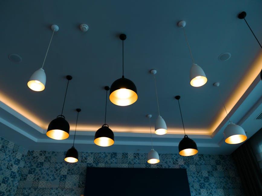 Low Angle Shot of Stylish Pendant Lamps