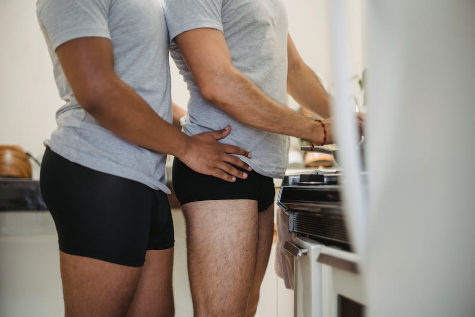 Couple in Underpants in Kitchen