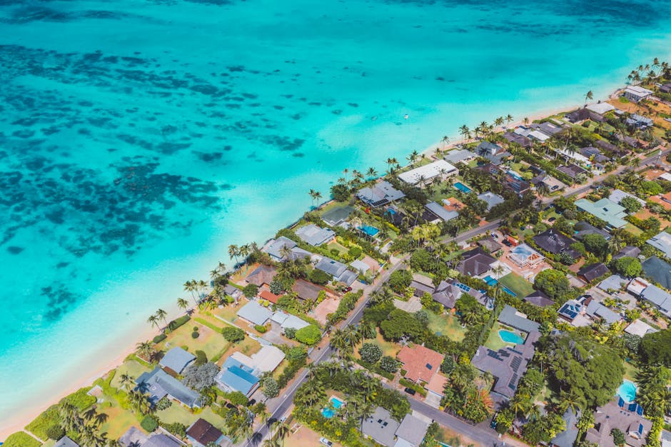 Aerial View of Residential Housing Near Body of Water