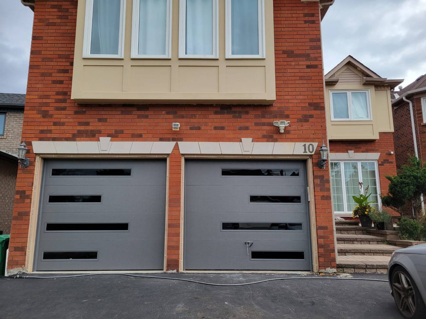 Underground garage with metal rolling steel door