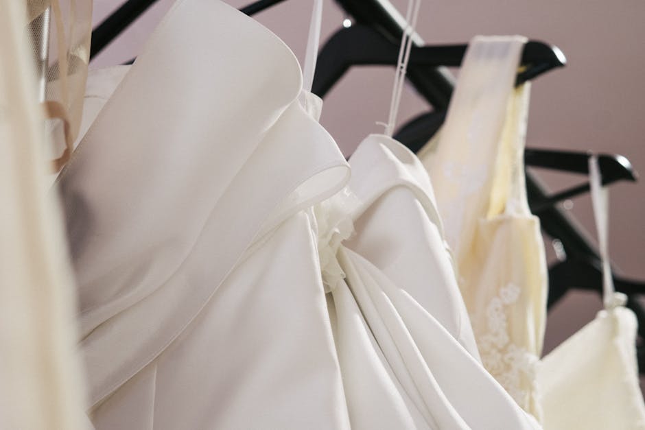 Wedding Dresses Hanging on a Rack