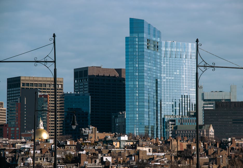 View of Houses and Skyscrapers in Downtown Boston, Massachusetts, USA