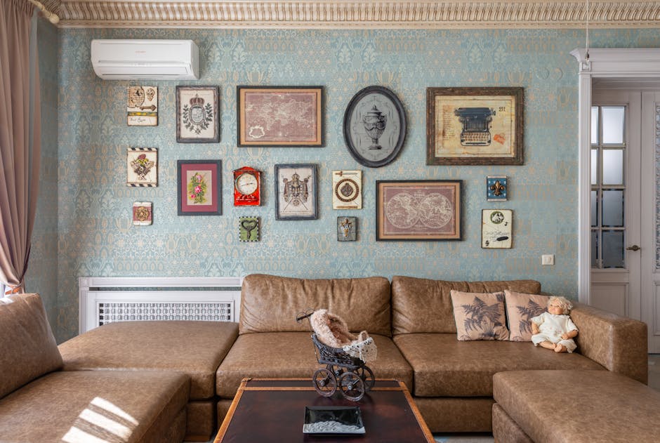 Cozy living room with vintage pictures