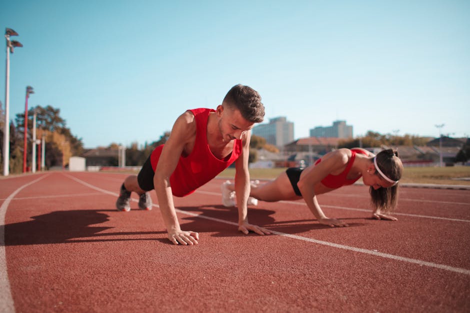 Athletes Doing Push-Ups During Daytime