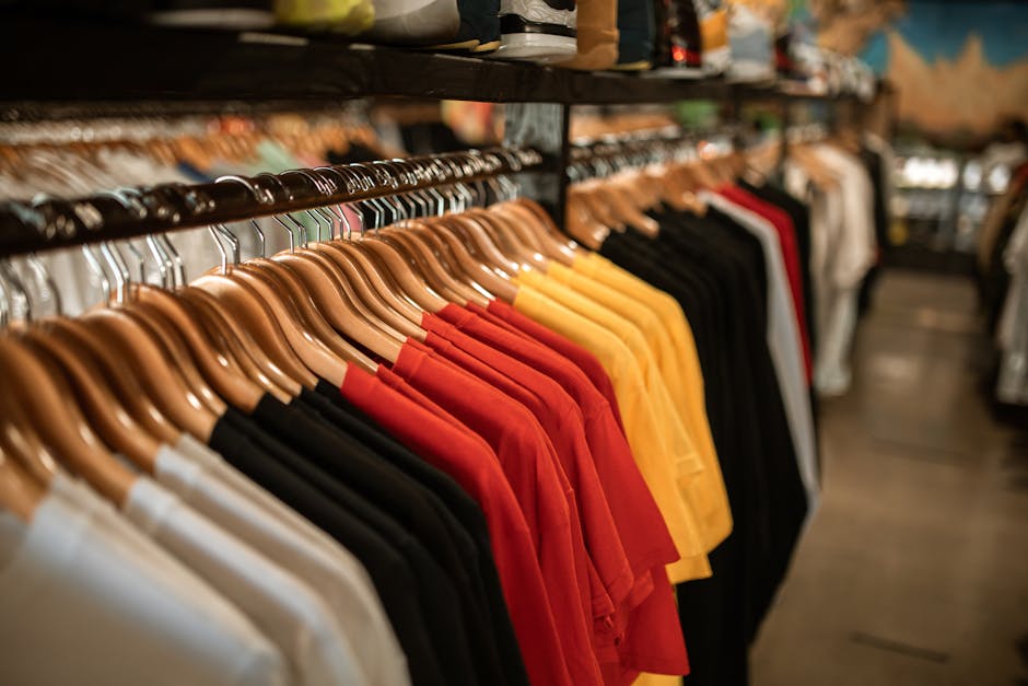 Hangered Clothes on a Clothing Rack