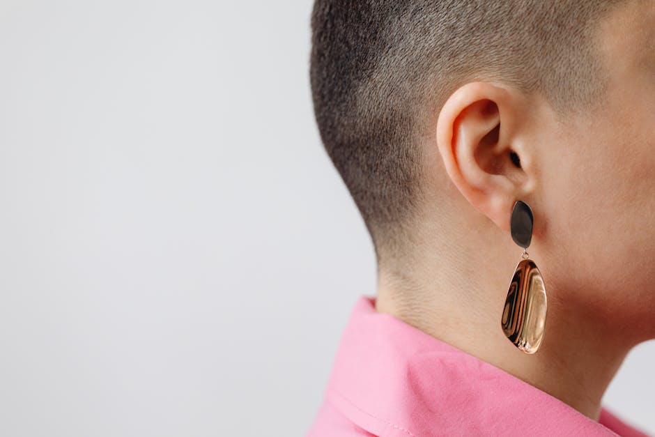 Close-up of a Womans Ear with an Earring