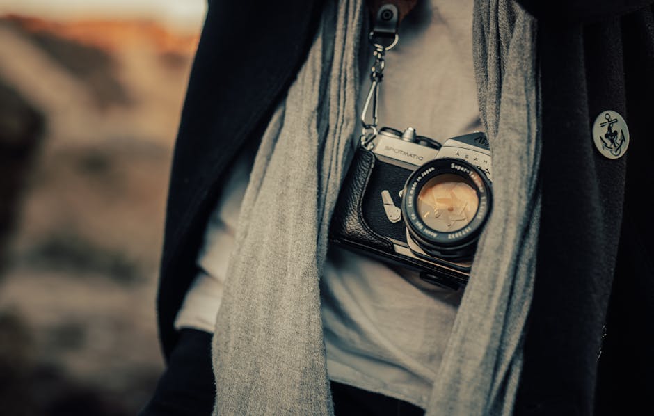 A Close-up Shot of a Black and Silver Camera