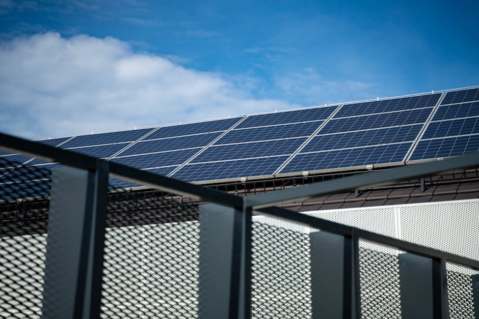 Blue Solar Panels on the Roof