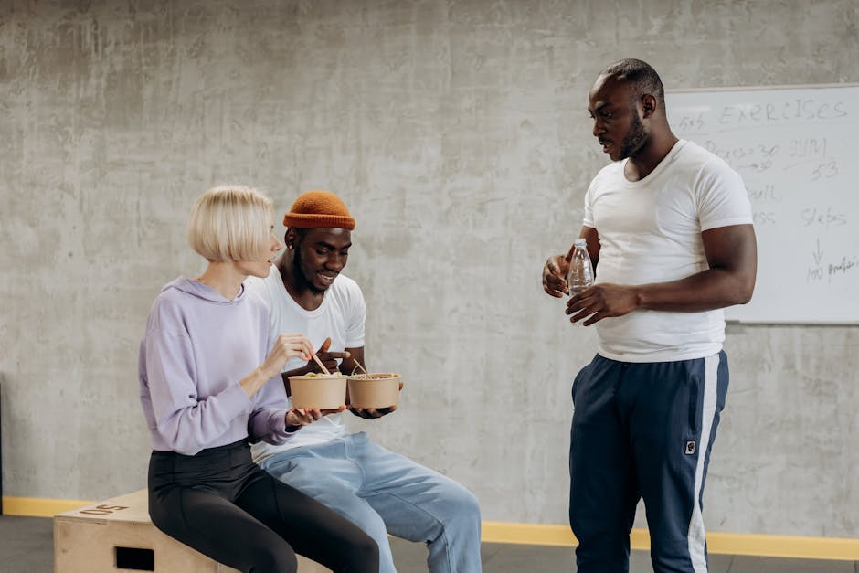 Three People Having Breaktime