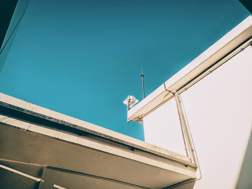 A white roof with a camera on top