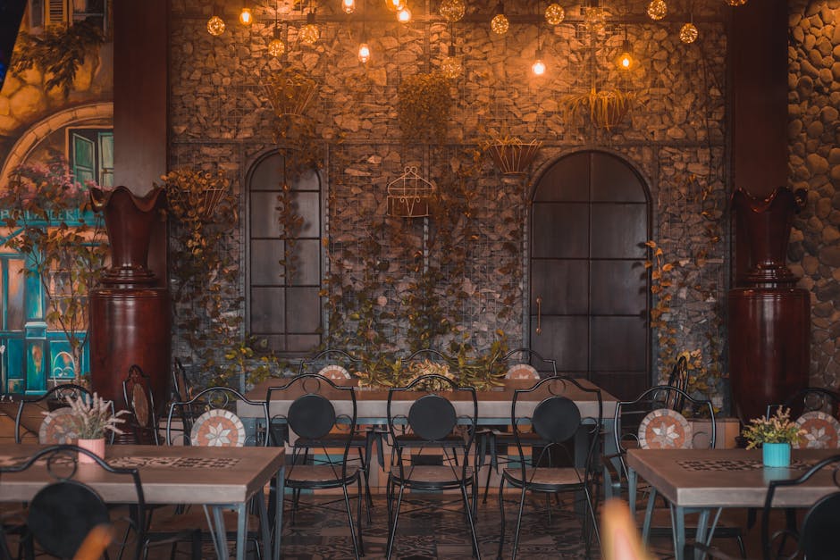 Empty Dining Sets at the Eatery