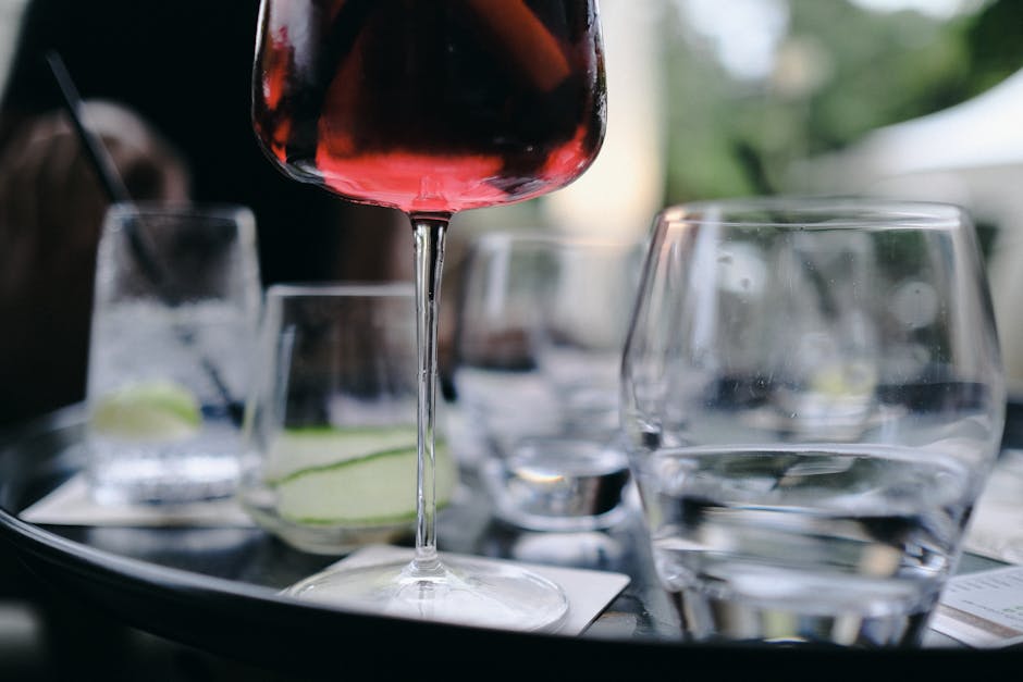 Clear Wine Glass With Red Wine