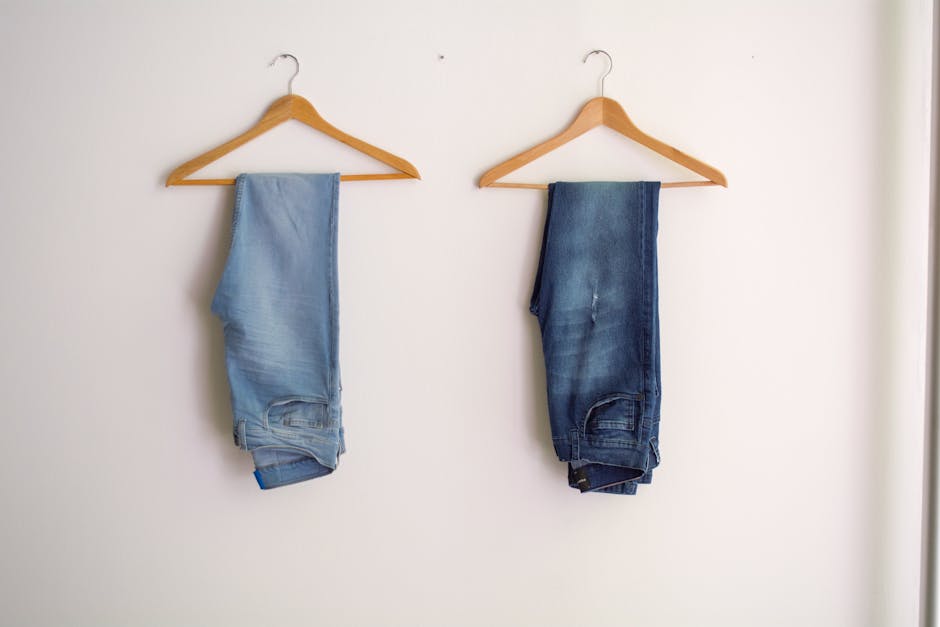 Two Hanged Blue Stonewash and Blue Jeans