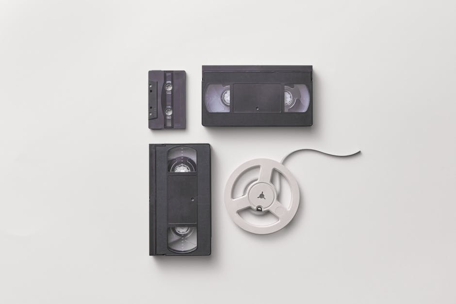 Black Vhs Tape On White Background