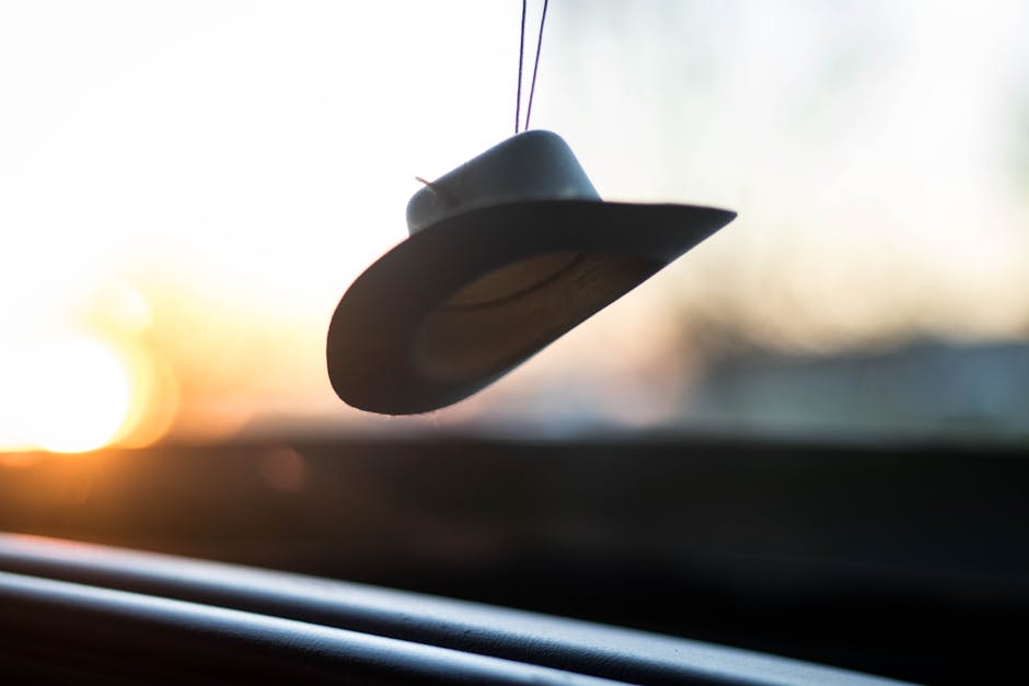 White Fedora Hat Hanged during Golden Hour