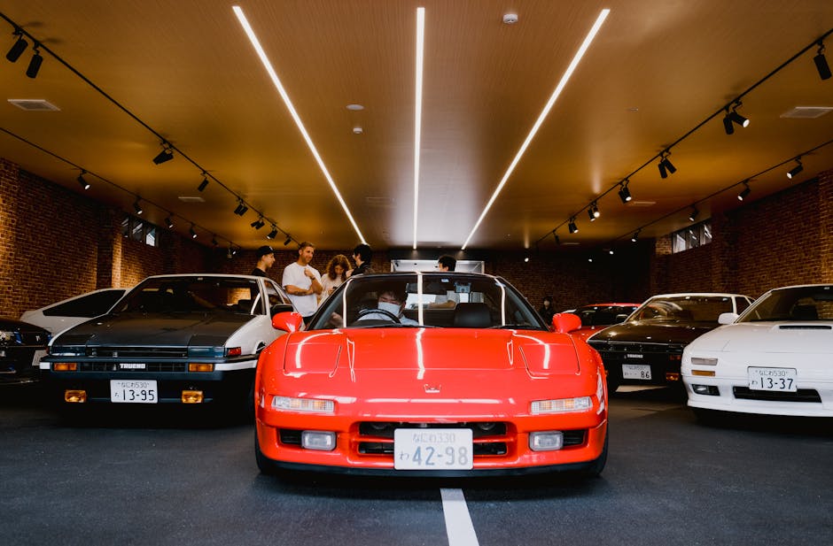 Japanese Cars in a Garage