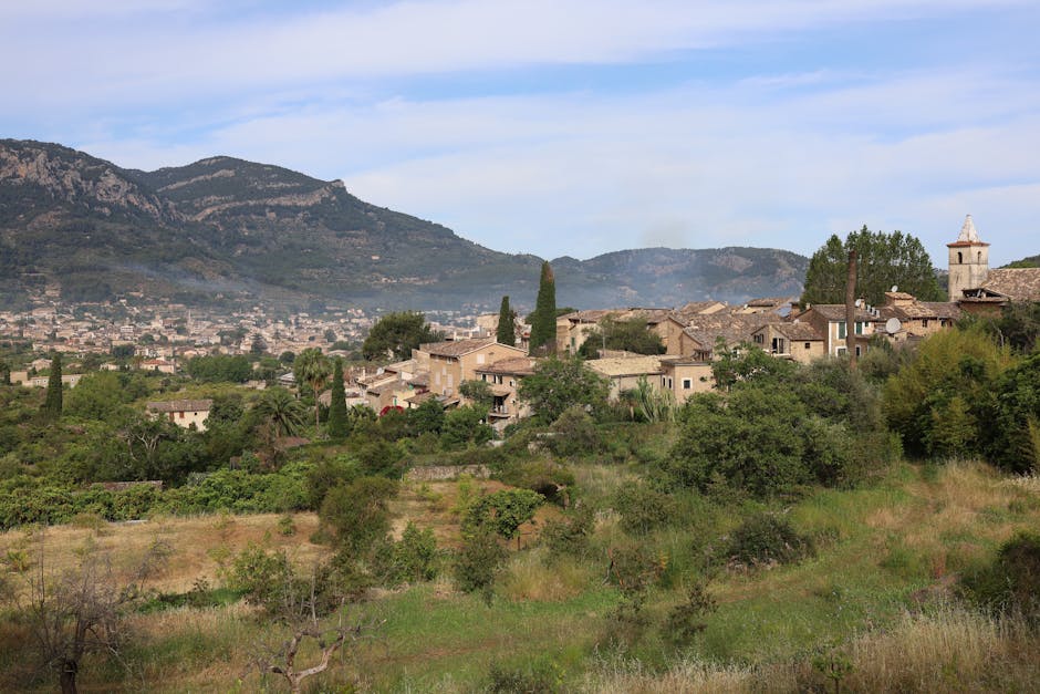 View of a City of Soller, Balearic Island of Mallorca, Spain