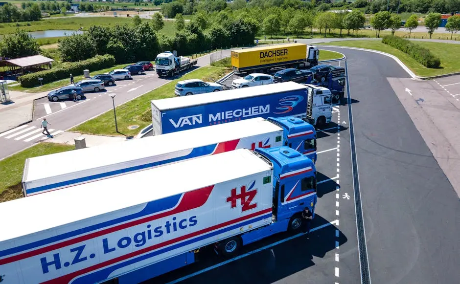 Drone Shot of Trucks