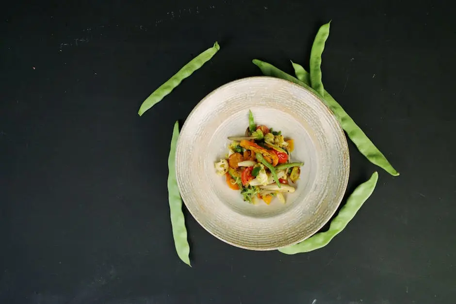 Healthy Mixed Vegetable Salad on Rustic Plate