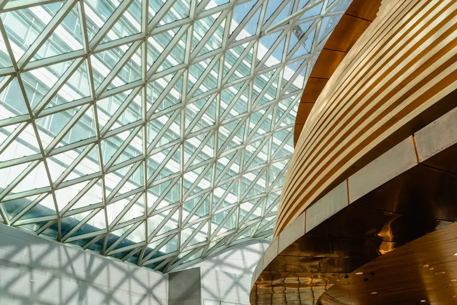 Building With Glass Panels On Roof