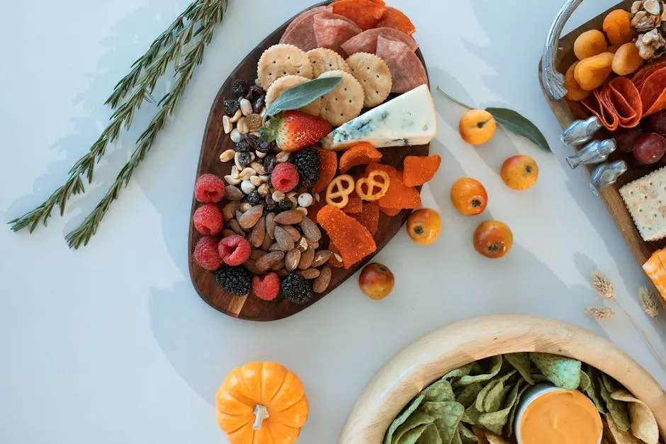 Delicious charcuterie board featuring fruits, nuts, and cheese, perfect for gatherings.