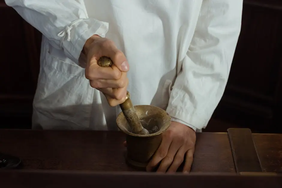 Pharmacist Using Mortar and Pestle