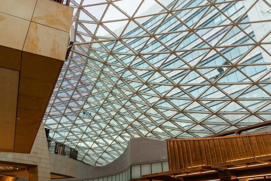 Commercial Building With Glass Panels On Roof