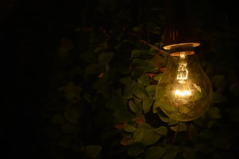 Turned-on Lamp Near Green Plants