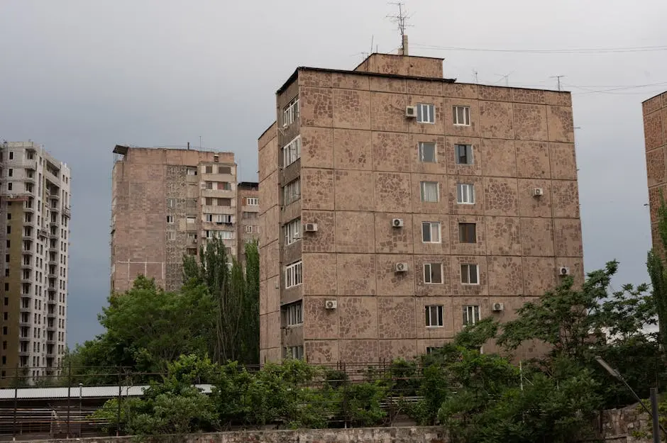 A large building with many windows and balconies