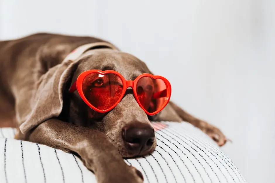 Dog Wearing Heart Shaped Sunglasses