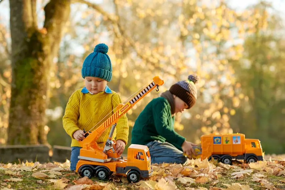 Kids Playing with Toy Trucks