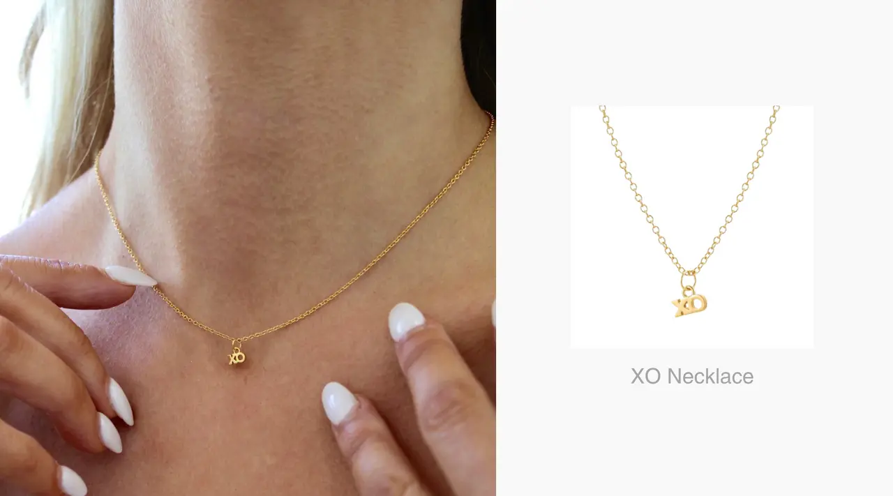 xo pendant dainty gold chain necklace