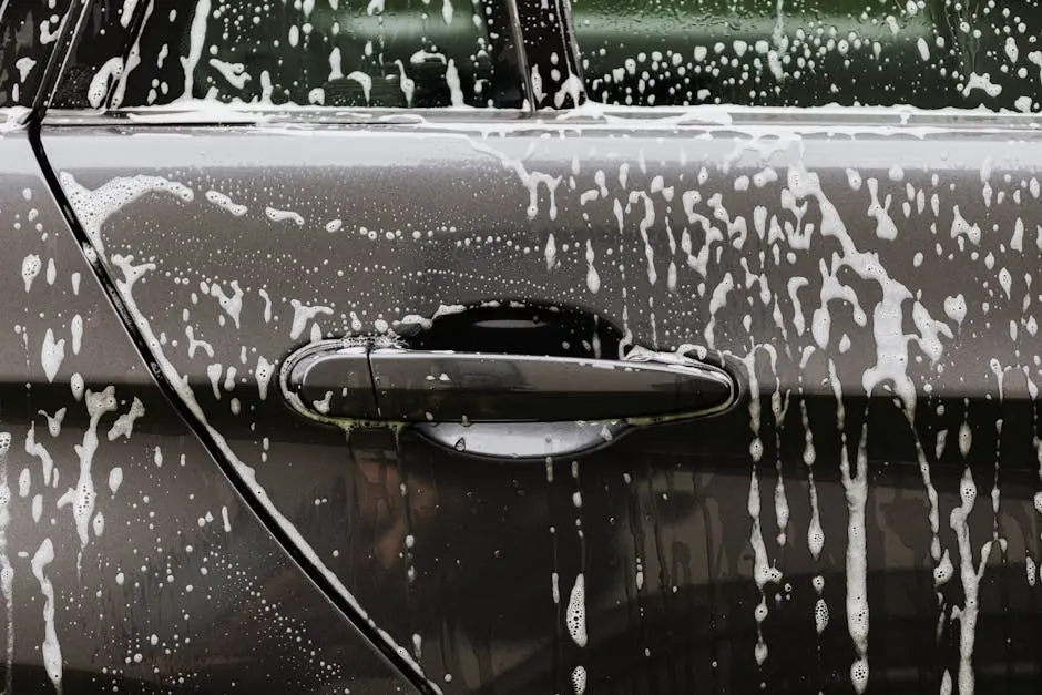 Black Car with Soap Bubbles